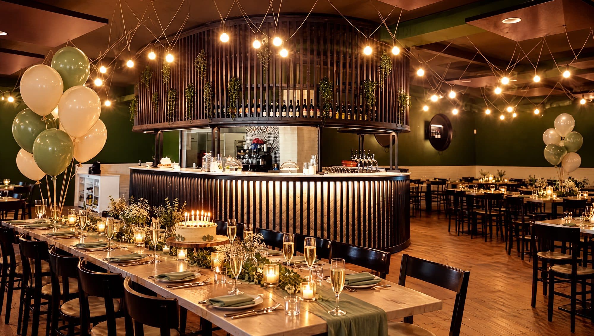The Padellone dining room set up for the party (illustrative image)
