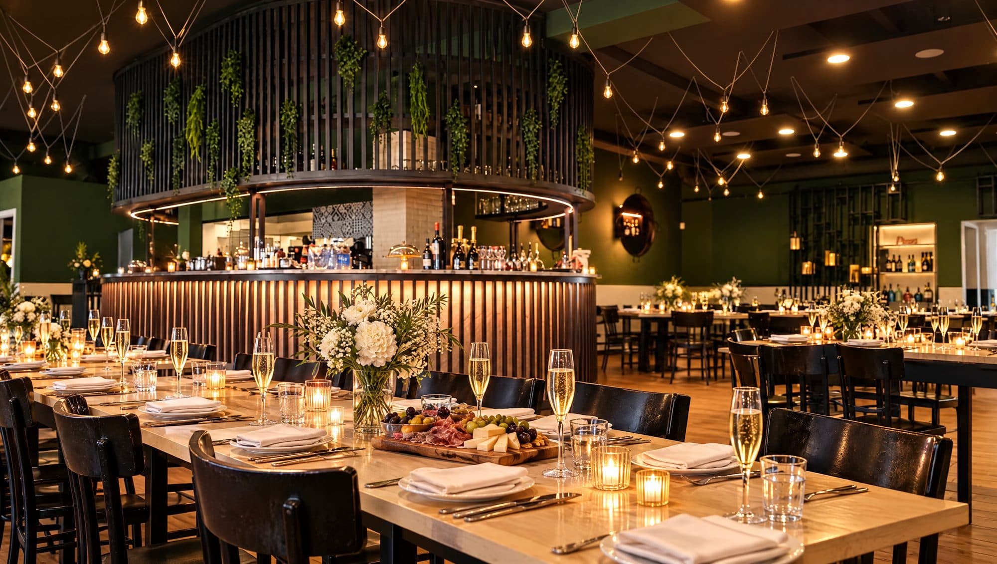The Padellone dining room set up for the party (illustrative image)