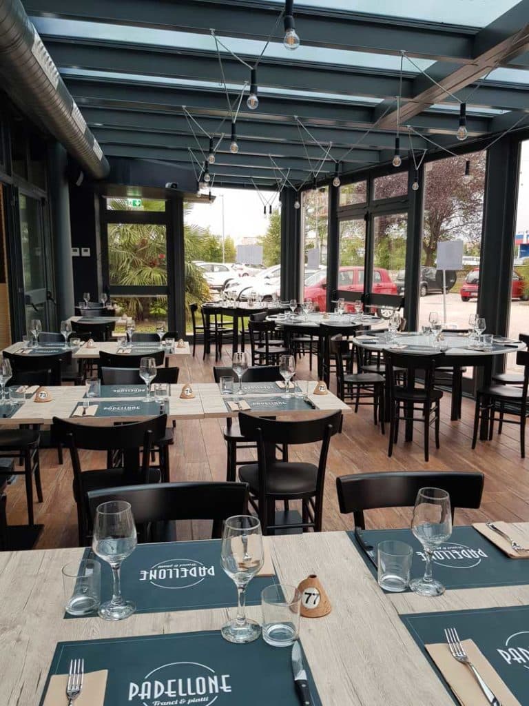 The Padellone veranda with set tables and place cards